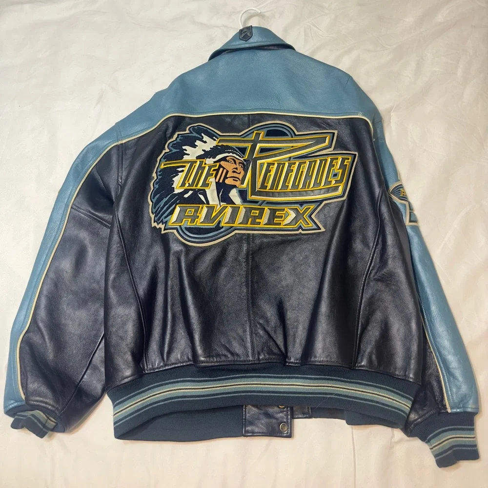 Two-Tone Leather Varsity Jacket - Picture 2 of 5